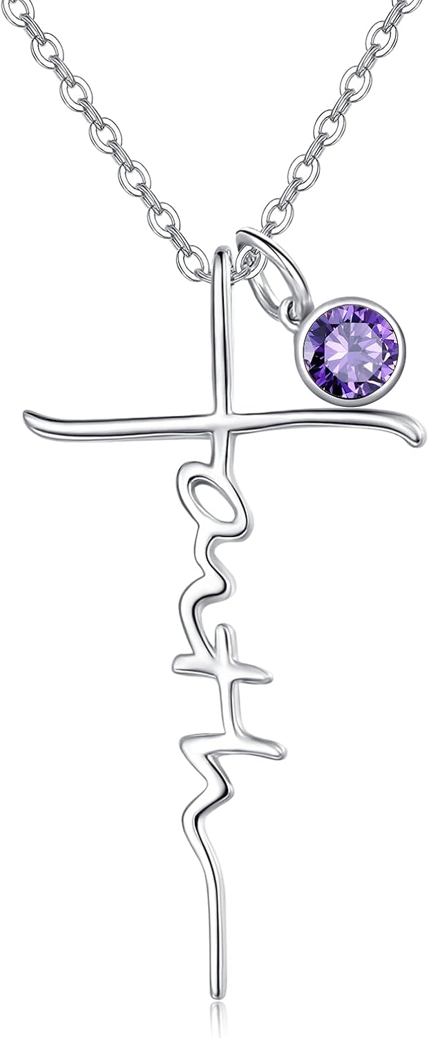 Faith Cross Necklace for Women - 925 Sterling Silver Pendant