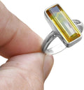 Sterling Silver 925 Ring for Womens Citrine Bezel Cocktail Ring