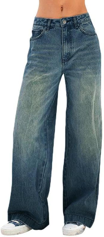 EMMIOL Women's Vintage Y2K Wide Leg Jeans for Stylish Comfort