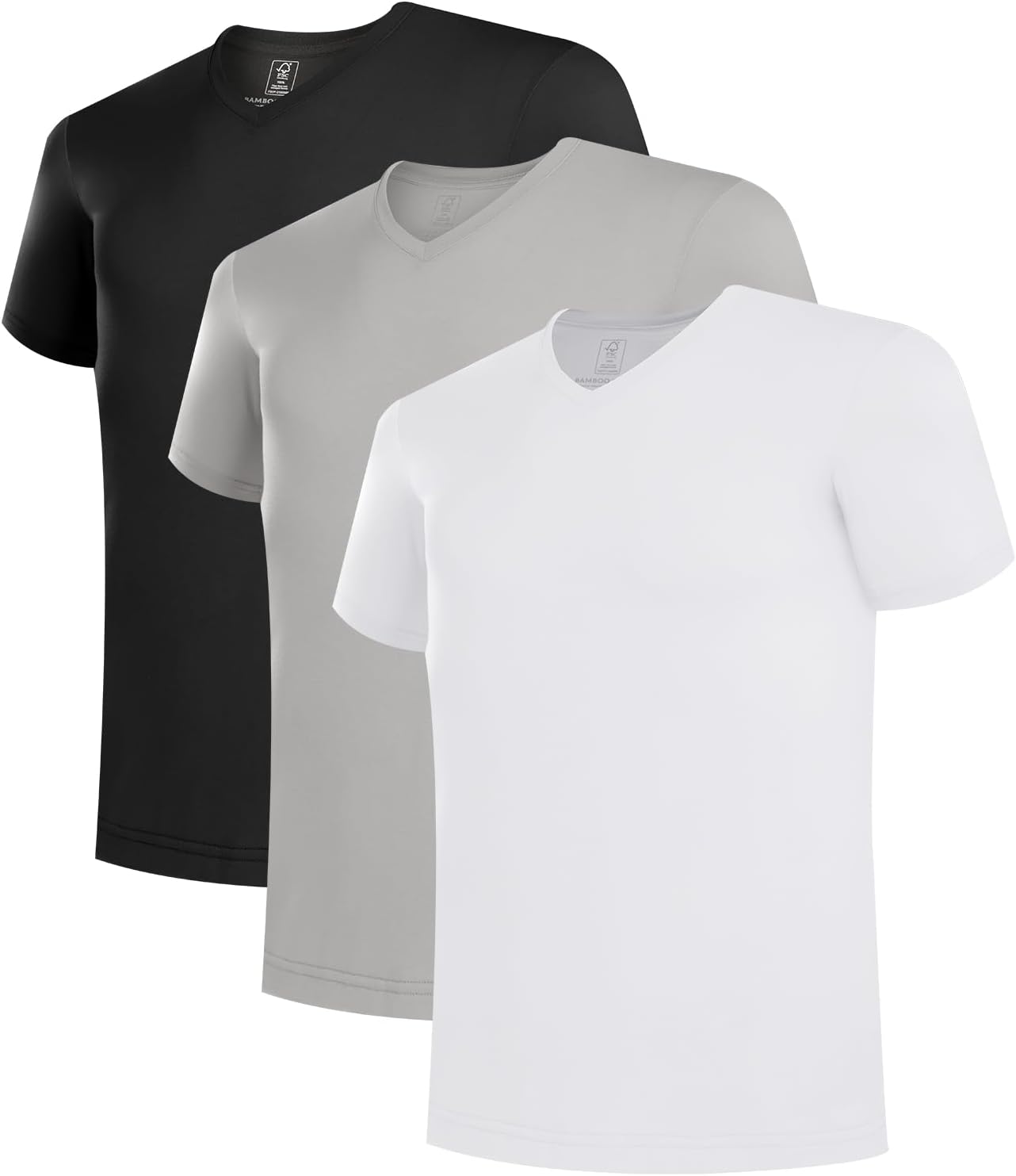 Bamboo Cool Mens Undershirts Slim Fit V-Neck/Crewneck 3 Pack