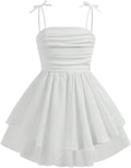 Girls Pink Flowy Cami Dress with Ruched High Waist - Summer Ready