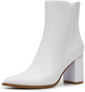 Athlefit Women's Heeled Ankle Boots Pointed Toe Chunky Heel Booties