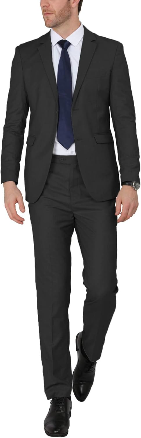 WEEN CHARM Men's Slim Fit Two Button Blazer Wedding Suit Set