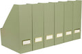 Foldable Magazine File Holders Set of 6 in Earth Green - Space-Saving