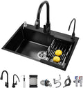 ARTLINE Black Kitchen Sink Single Bowl Workstation - Sleek Drop In