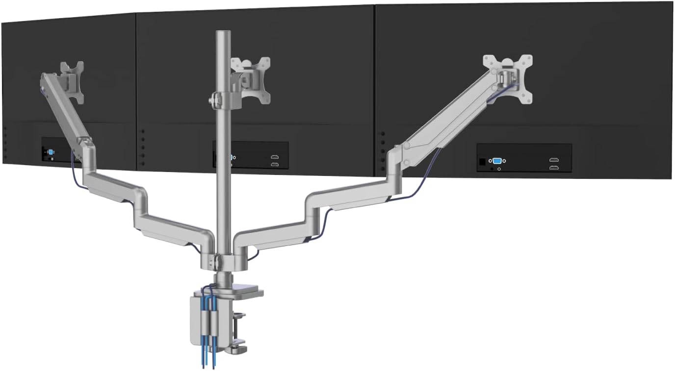 Triple Monitor Mount with Gas Spring Arms for 24-32 Inch Screens