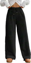 Fuzzy Plush Pajama Pants Wide Leg - Warm Cozy Lounge Bottoms