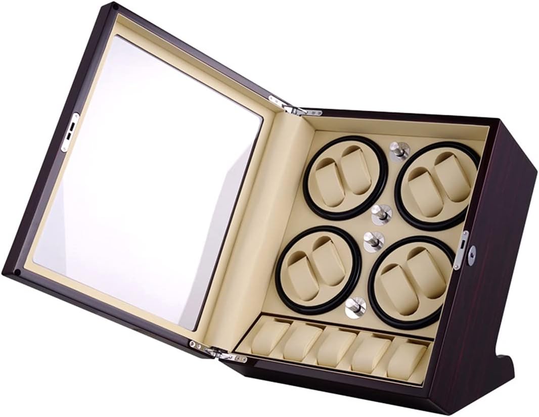 8 Automatic Watch Winder + 5 Extra Storage Spaces - Quiet Motors, Elegant Design