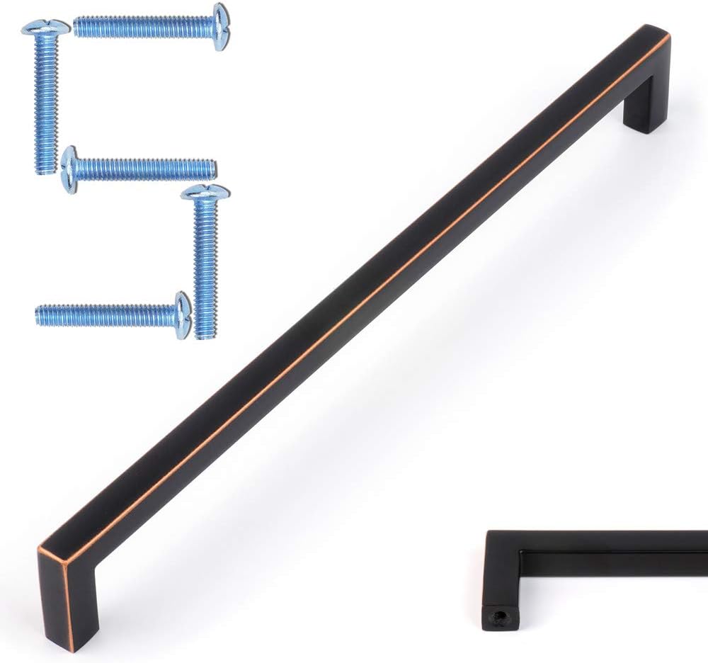KOOFIZO Solid Square Bar Cabinet Handle - Oil Rubbed Bronze Pulls