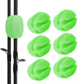 Silicone Fishing Rod Holder Straps 6pcs Green - Portable Rod Clips