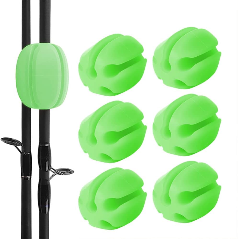 6Pcs Green Silicone Rod Holder Straps by Naiveferry