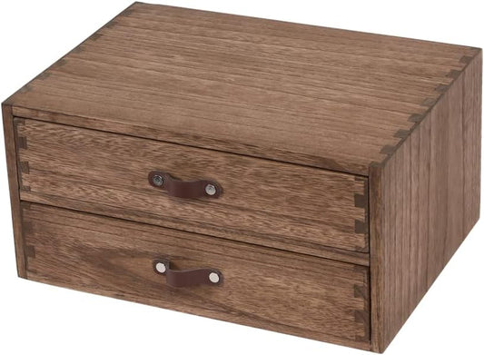 Wood 2 Drawer Desktop Organizer Cabinet for Home and Office