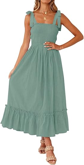 Tobrief Women's Boho Dress Summer Spaghetti Strap Maxi Dress