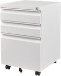 Mobile 3-Drawer File Cabinet on Wheels for Home and Office Storage