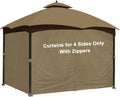 SCOCANOPY Khaki 10 ft x 12 ft Gazebo Privacy Curtain Set - Full