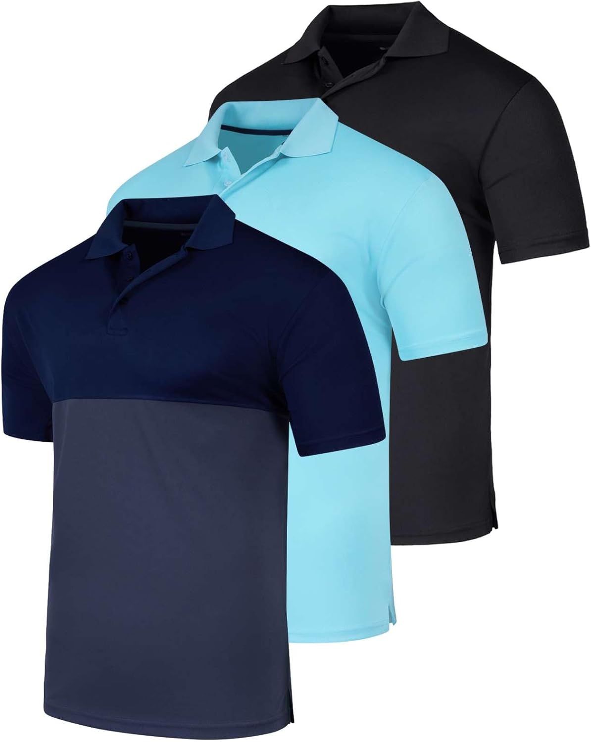 Men's Quick-Dry Athletic Performance Polo Shirt 3 Pack