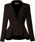 Hybrid & Company Women's Casual Work Double Lapel Peplum Blazer keeps