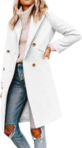 Yousify Womens Notched Lapel Double Breasted Pea Coat - Warm, Polished