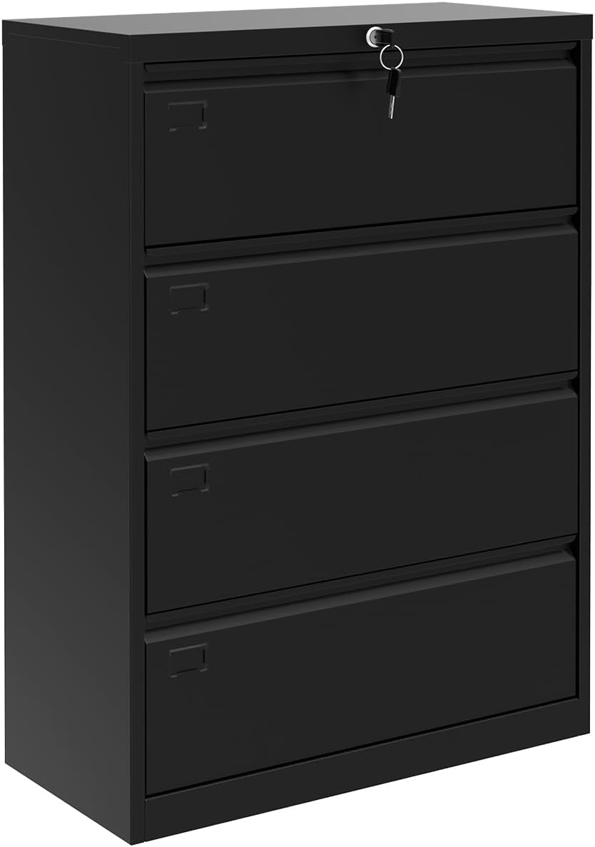 4-Drawer Lateral File Cabinet with Lock for Secure Storage