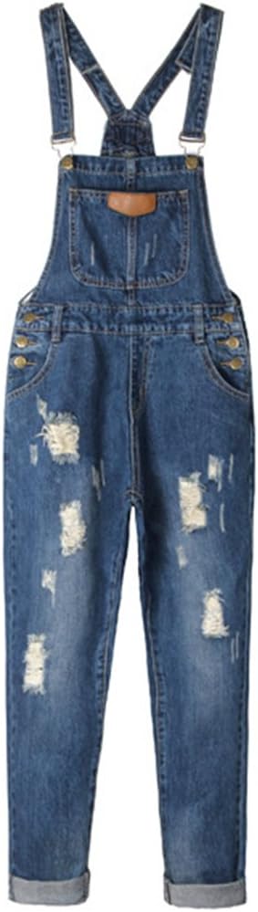 AvaCostume Women's Adjustable Strap Ripped Denim Overalls Review
