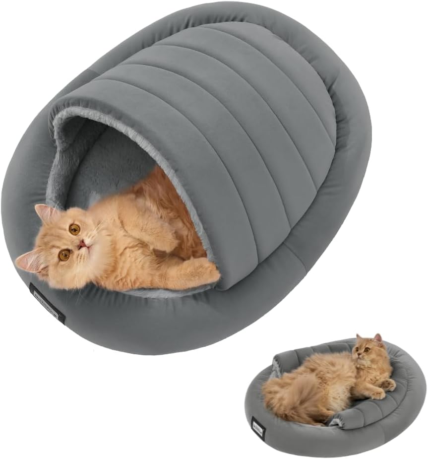 Calming 2-in-1 Cat Bed Cave - Washable Nest