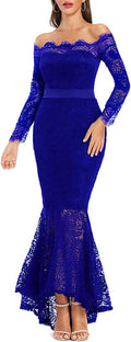 LALAGEN Women's Floral Lace Off Shoulder Mermaid Dress