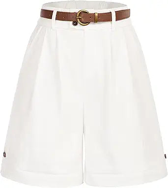 Belle Poque Women Bermuda Shorts with Elastic Waist & Pockets