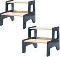 Toddler Step Stool 2 Step Wooden Stool for Kids - Stable
