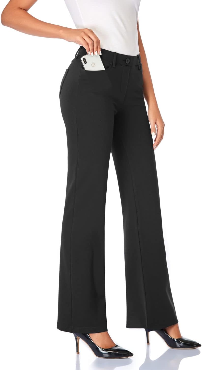 Stretchy Bootcut Dress Pants for Women with Pockets and Comfort