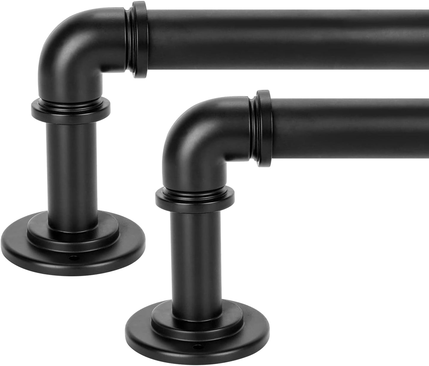 OLV 2 Pack Black Industrial Curtain Rods for Windows 48 to 84 in