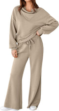 Aleumdr Women's 2 Piece Lounge Set Mock Neck Sweatsuit - Cozy Fit