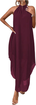 Verdusa Women's Fall Formal Halter Asymmetrical Maxi Dress - Flowy out