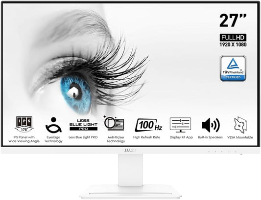 MSI Pro 27 Monitor, FHD IPS Display, 100Hz, TUV Eyesight Protection