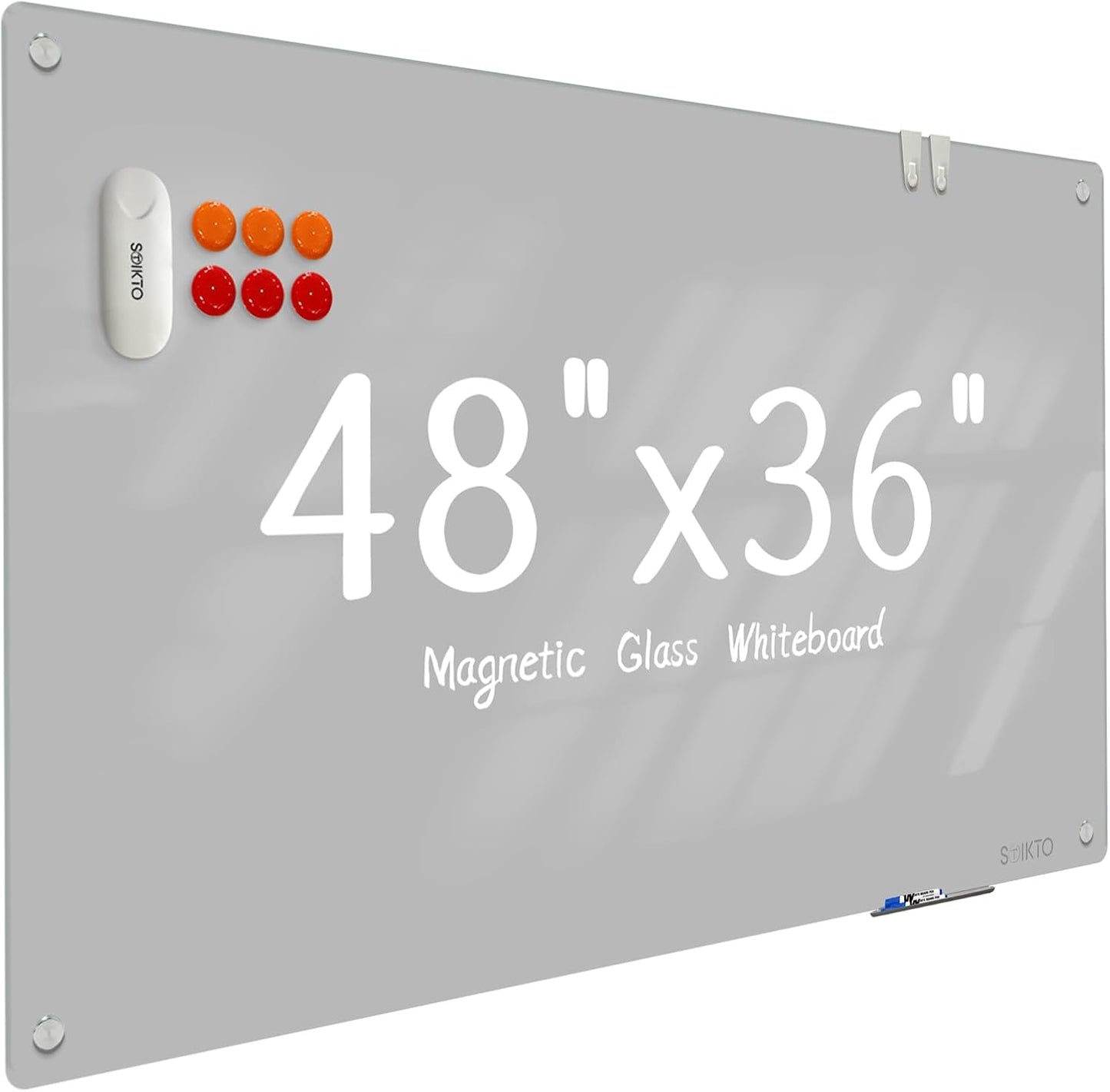 Glass Whiteboard 48in x 36in Magnetic Dry Erase Board for Home