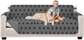 78 in Reversible Paw Gray Black Sofa Slip Cover - Patented Strap