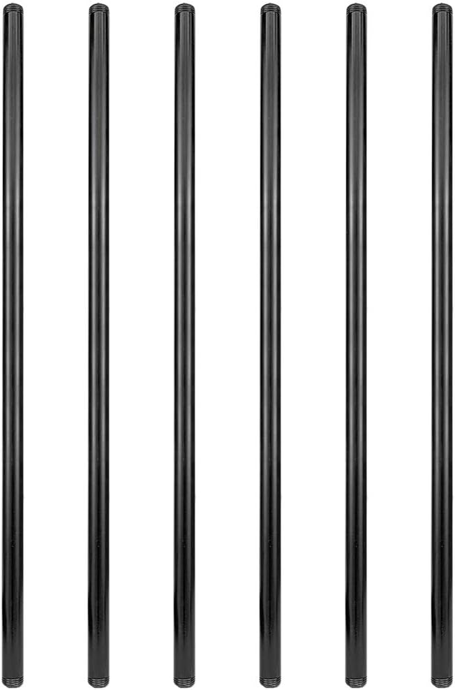GeilSpace 6 Pack 1/2in 42in Pre-Cut Black Metal Pipe for DIY