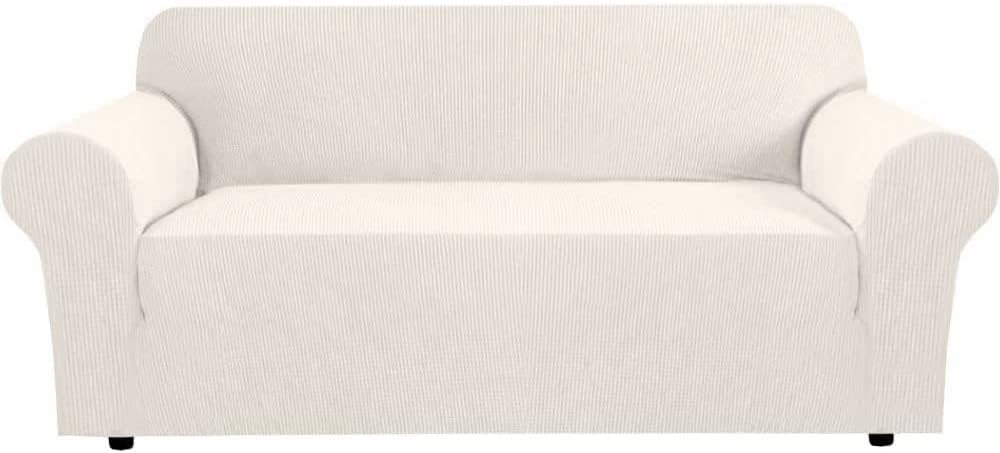 H.VERSAILTEX Stretch Sofa Covers for 3 Cushion Couch - Ivory