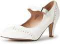 J. Adams Mary Jane Oxford Pumps - Cute Low Kitten Heels with Ankle