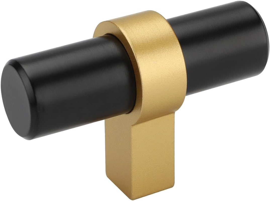 Black and Gold Cabinet Knobs for Kitchen and Dresser Use