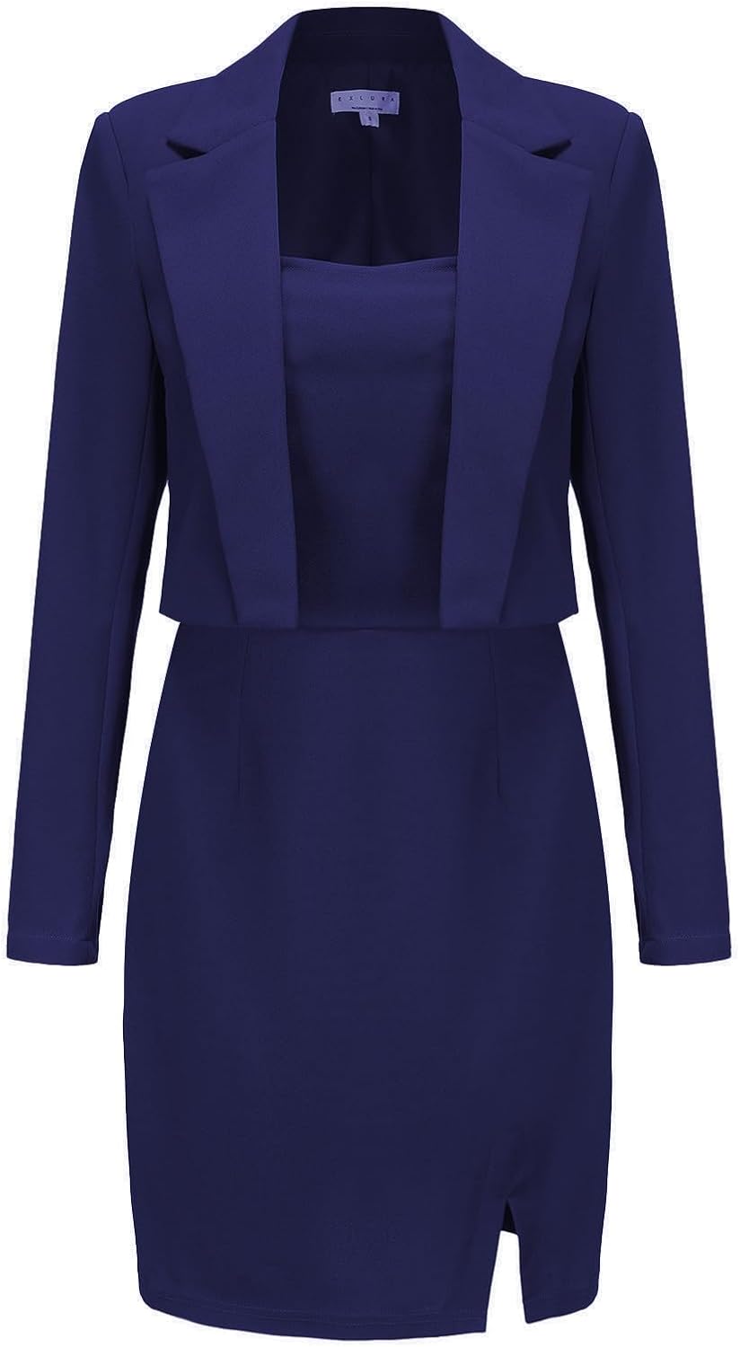 EXLURA Women's Professional Business Blazer Dress Suit Set