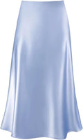 Satin High Waist A-Line Midi Skirt - Flattering, Smooth Finish