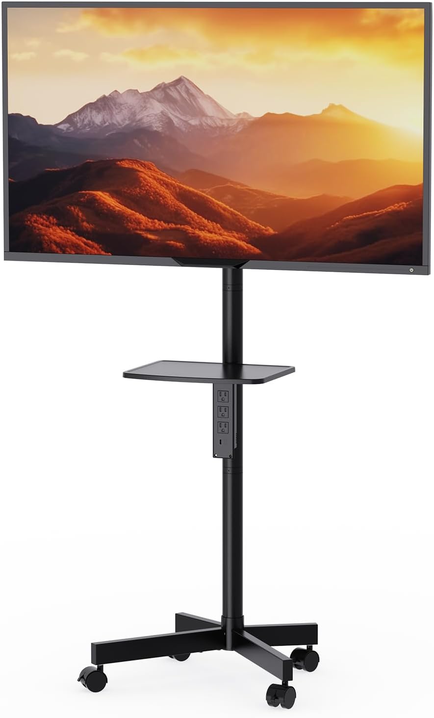 WALI Adjustable Rolling TV Stand with Laptop Shelf