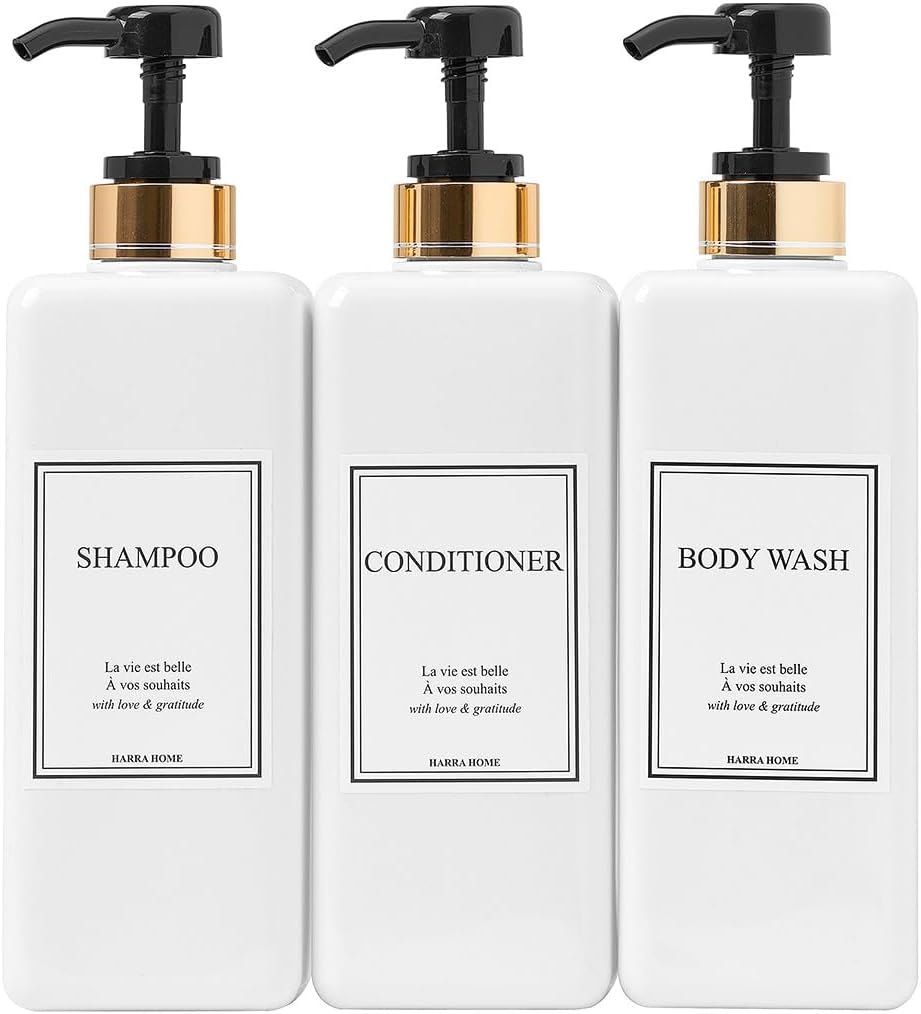 Modern Gold Design Pump Bottle Set for Luxury Bathroom Upgrade