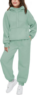 Girls 2 Piece Tracksuit Half Zip Hoodie and Joggers Set - Warm, Cozy