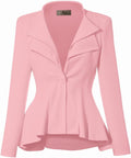 Women's Double Lapel Peplum Blazer - Comfortable Stretch Fit Hybrid