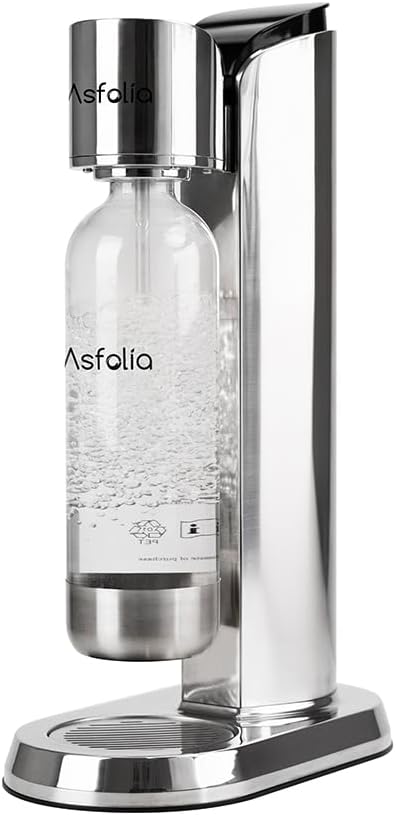 Sleek Stainless Steel Sparkling Water Maker - BPA-Free 1L Bottle - Asfolia