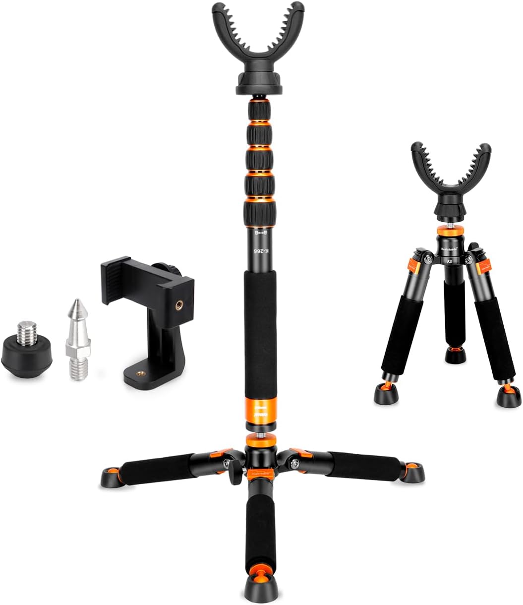 Aluminum Hunting Monopod with 360 Rotating V Yoke Head for Shooting
