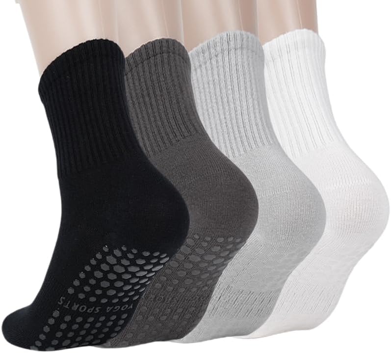 COBERSY Women's Grippy Pilates Socks 4-Pack