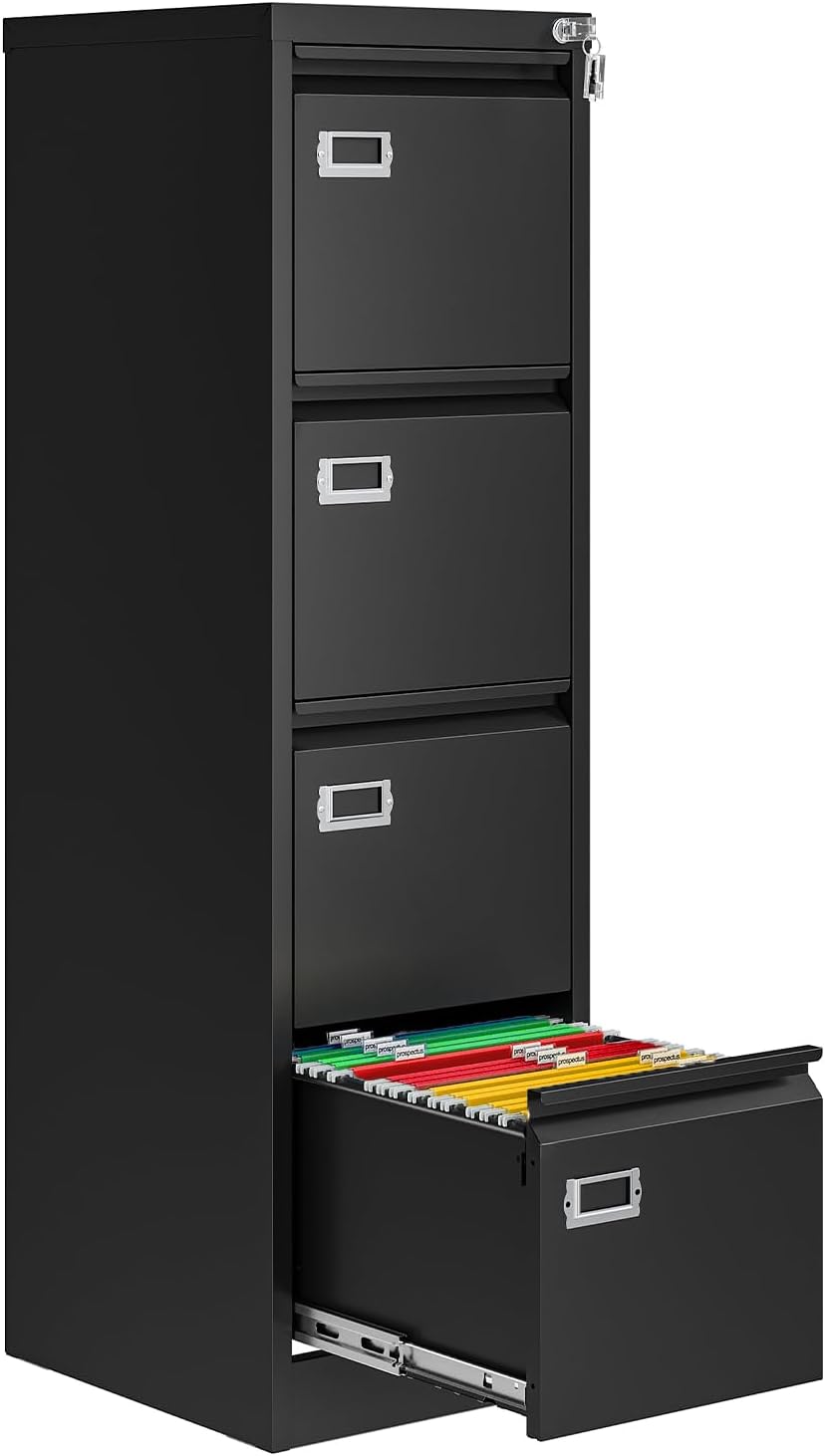 4 Drawer File Cabinet with Lock for Home Office Storage Needs