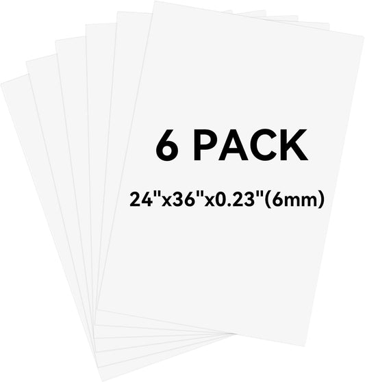 6 Pack White Foam Board 24x36 for Crafting and Displaying Projects